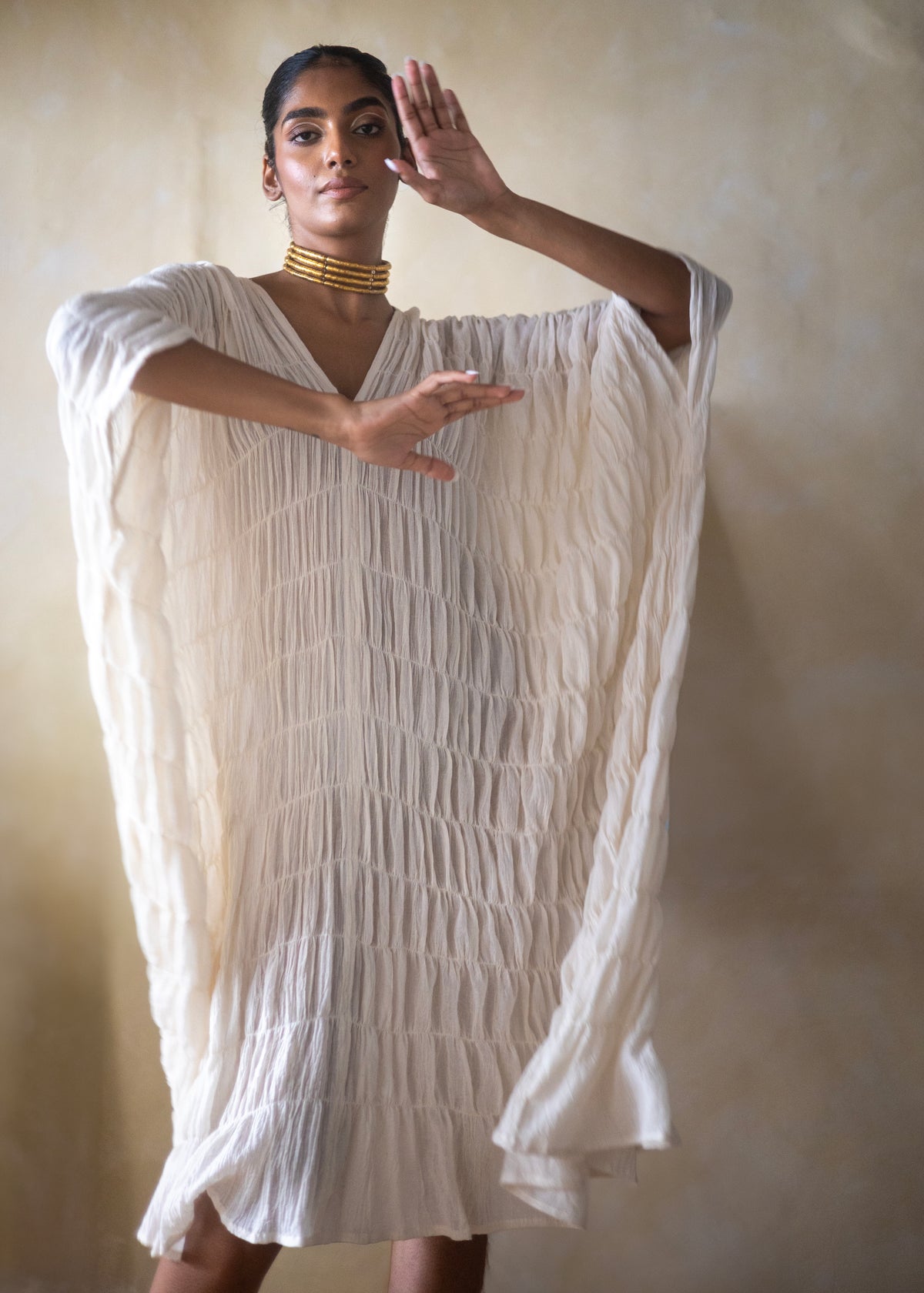 RUCHED PEARL DRESS