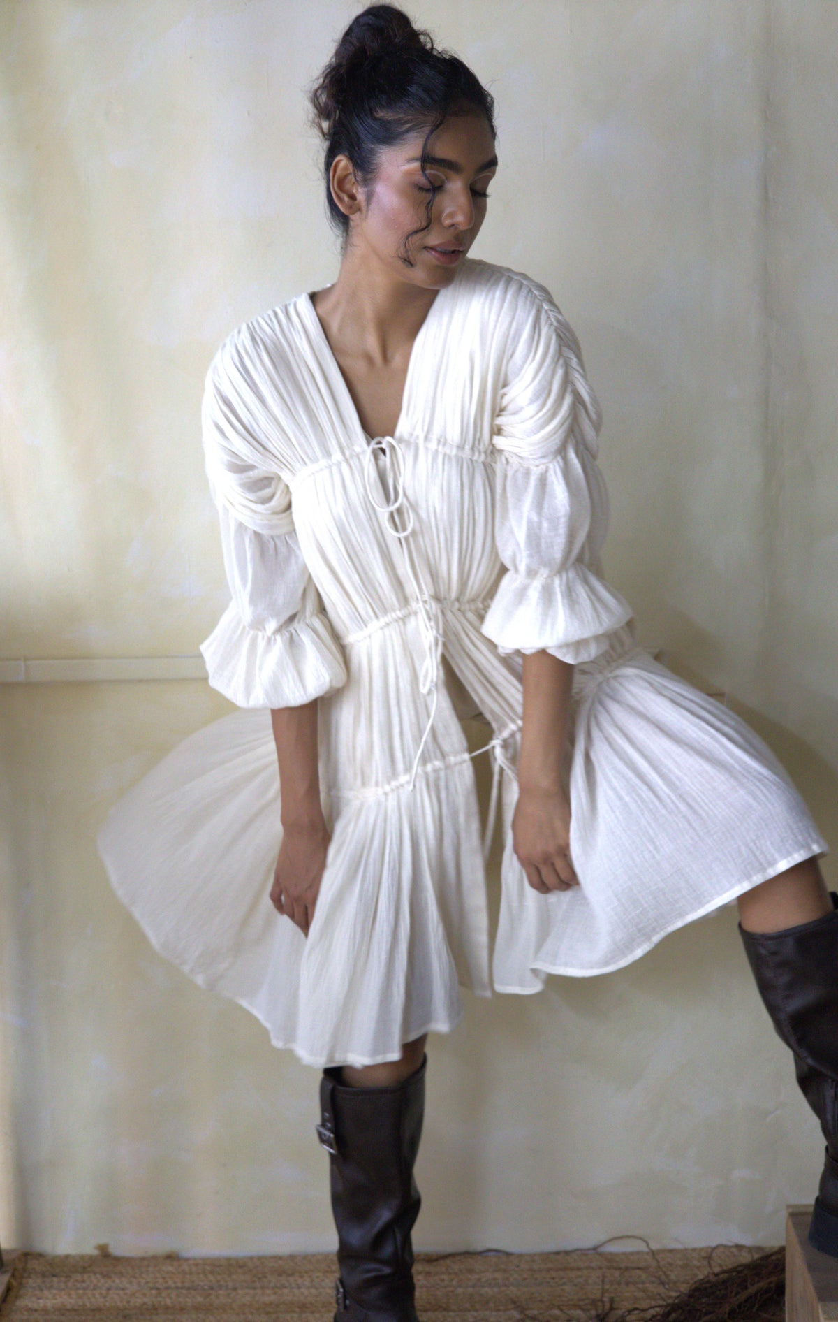 Ruched Tiered String Dress